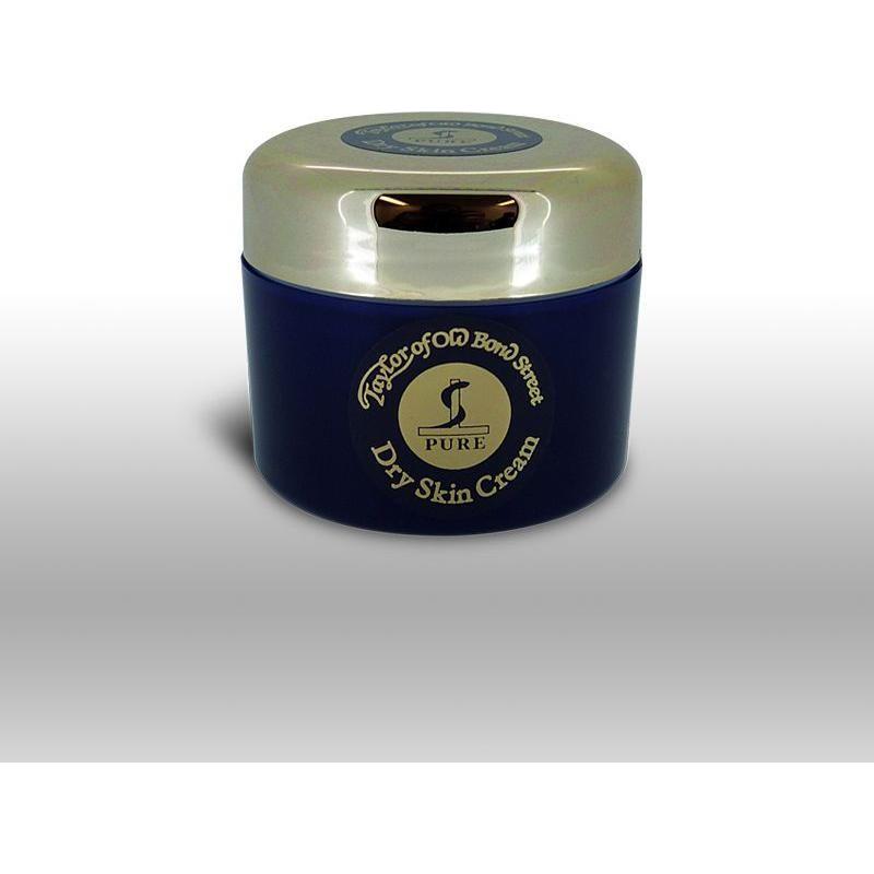 Taylor of Old Bond Street dry skin facial cream in 50ml jar, featuring a smooth cream texture for sensitive skin care.