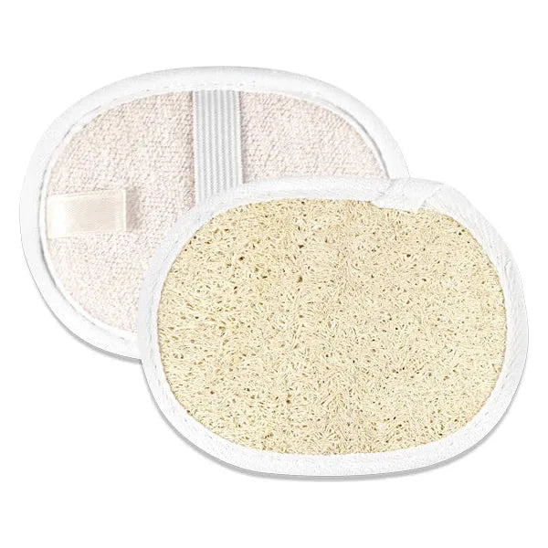 Pasteur Pharmacy Touch Me Loofah Facial Pad, 3x4 inches, soft exfoliating facial cleansing pad with loofah material.