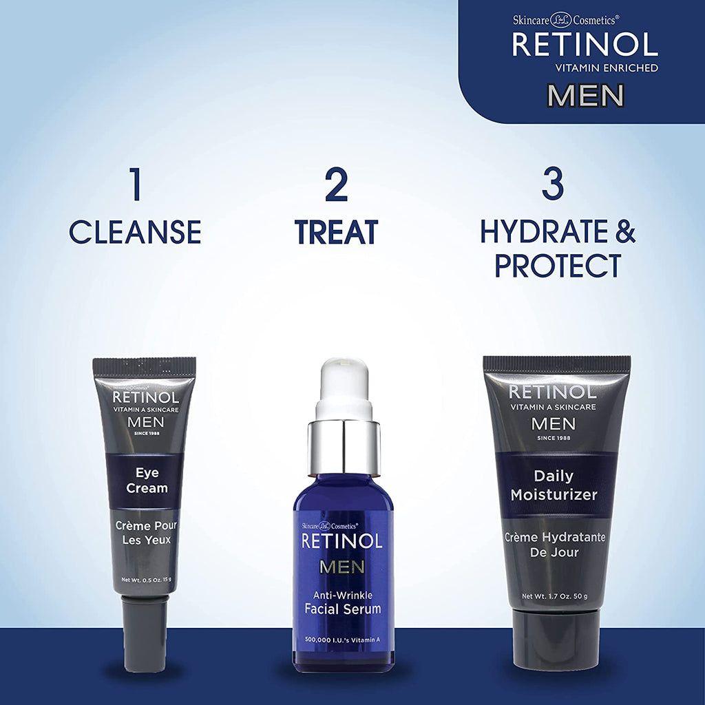Retinol Men Anti-Wrinkle Facial Serum by Pasteur Pharmacy, close-up of the serum bottle on a clean background.