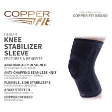 Copper Fit health knee stabilizer sleeve in large/X-large size, providing support and compression for knee pain relief.