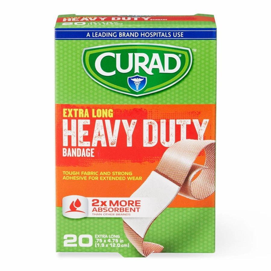 First aid Curad Extreme Lengths Bandages in packaging, designed for wound protection and extended coverage.