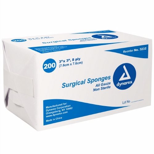 Dynarex NonSterile Gauze Sponge 3 x 3 inch for first aid, sterile wound dressing with soft, absorbent material.