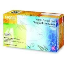 Pasteur Pharmacy Tronex Nitrile Exam Gloves, powder-free, textured, medium size, used for first aid and medical protection.