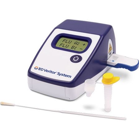 BD Veritor System Rapid Test Kit from Pasteur Pharmacy, a compact first aid diagnostic testing kit with testing strips and device.