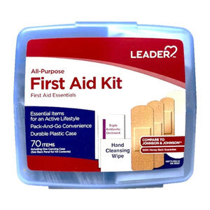 Leader™ 70-Piece First Aid Kit from Pasteur Pharmacy with emergency essentials in a portable multi-purpose case.
