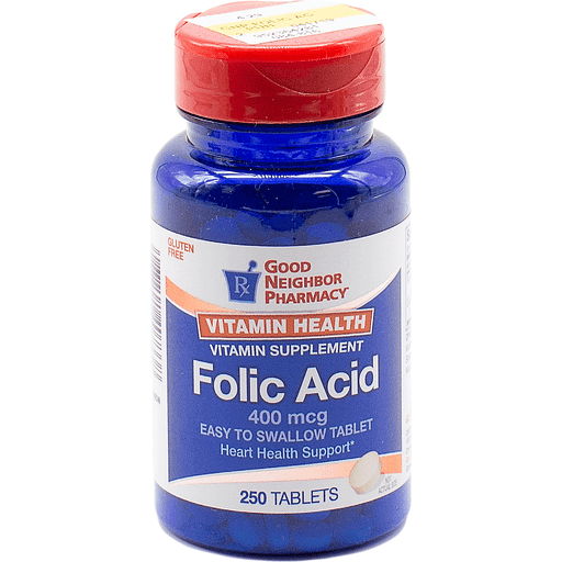 21st Century GNP Folic Acid 400 mcg tablets from Pasteur Pharmacy, 250-count bottle for prenatal and nutritional support.