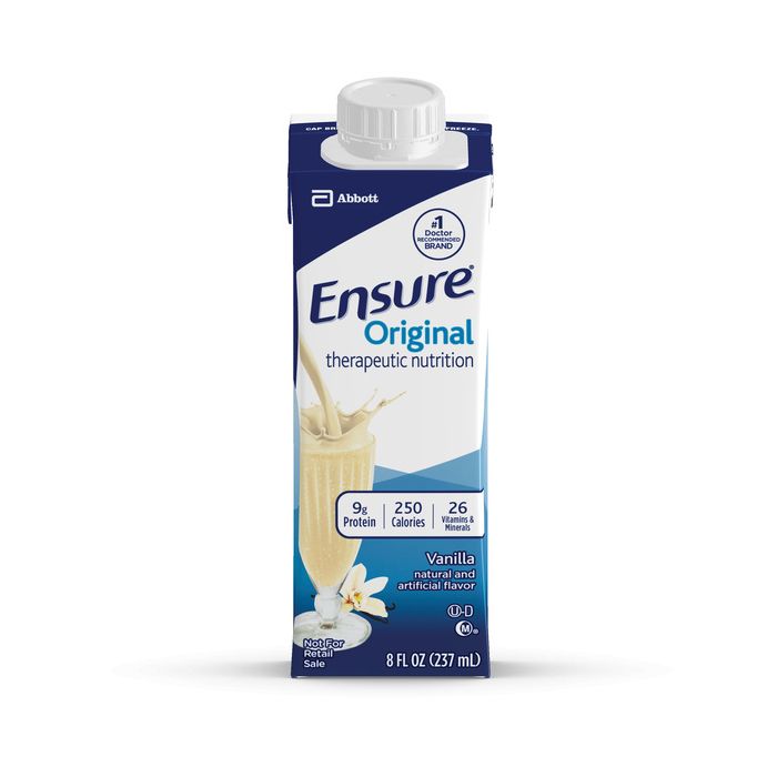 Ensure Vanilla Flavor Oral Supplement in 8 fl oz bottle, designed for fitness and nutrition support by Pasteur Pharmacy.