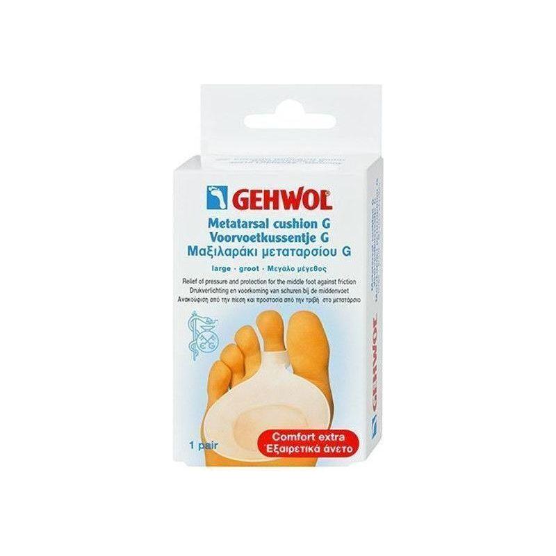 Pair of Gehwol Metatarsal Cushion G Small for foot care, designed to provide relief and support for metatarsal area.
