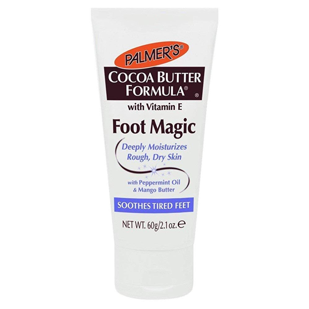 Palmer's Cocoa Butter Formula Foot Magic tube, 2.1 oz, a foot care product for softening and moisturizing dry skin.