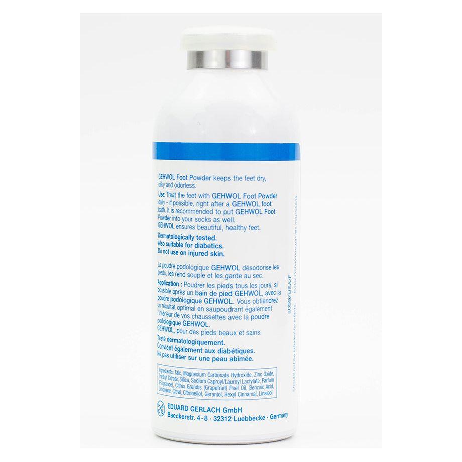 Pasteur Pharmacy Gehwol Foot Powder in 3.5 oz container, designed to keep feet dry and fresh.
