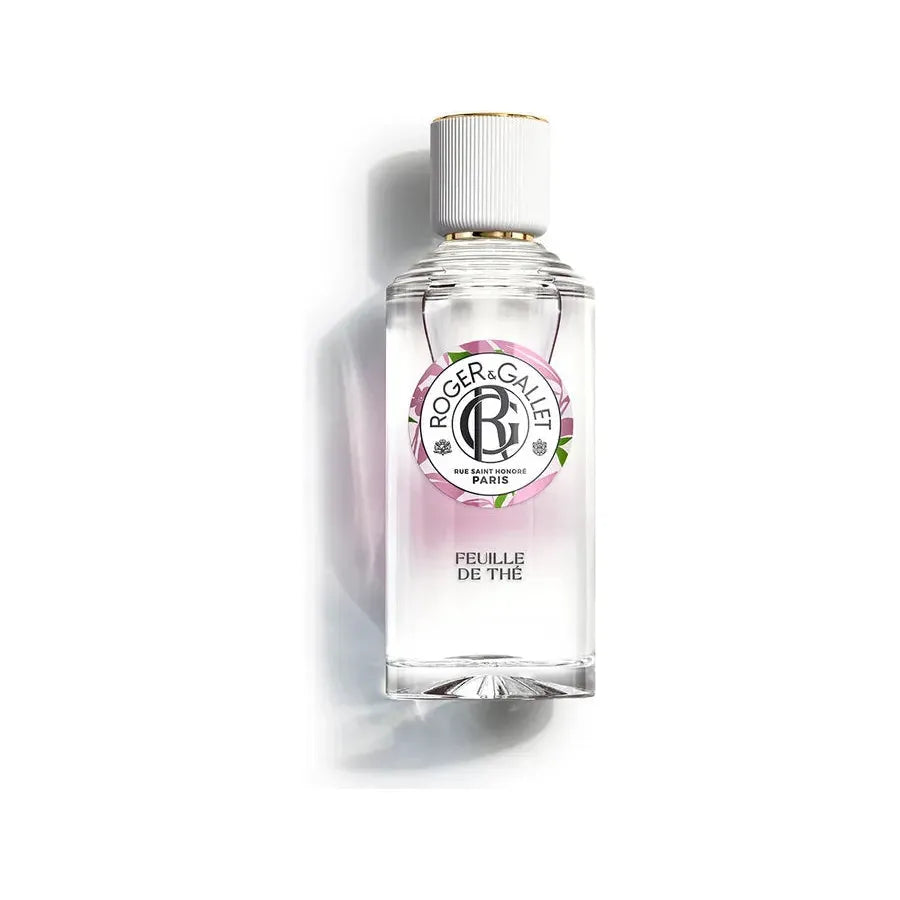 Roger & Gallet Feuille De The Wellbeing Fragrant Water 100ml bottle, natural floral scent, elegant packaging, refreshing fragrance