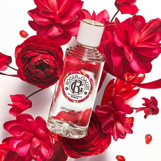 Roger & Gallet Gingembre Rouge Eau Parfumée Wellbeing Fragrant Water in 100ml bottle, natural ginger scent for revitalizing freshness