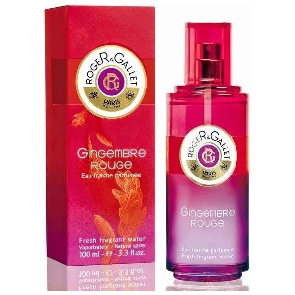Roger & Gallet Gingembre Rouge Fresh Fragrant Water Spray 3.3oz, floral and spicy scent in a sleek bottle.