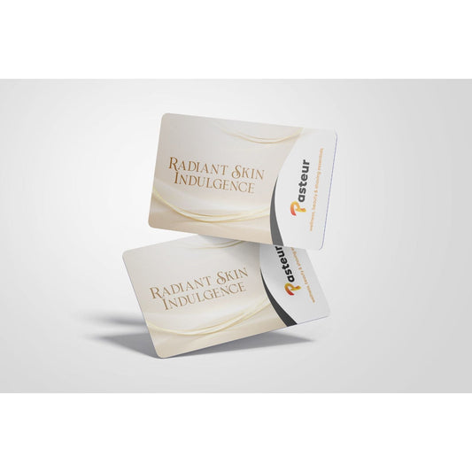 Pasteur Pharmacy Radiant Skin Indulgence E-Gift Card, a sleek gift card with elegant design for skincare treatments.