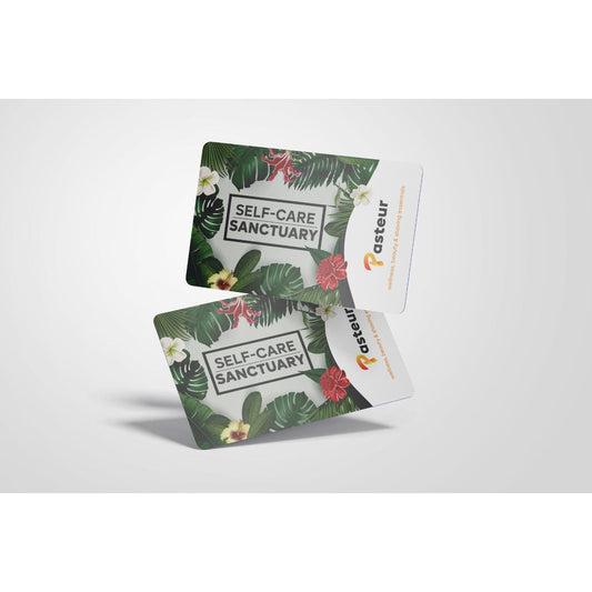 Pasteur Pharmacy Self-Care Sanctuary E-Gift Card showing a sleek design and value of $5, ideal for wellness and self-care gifts.