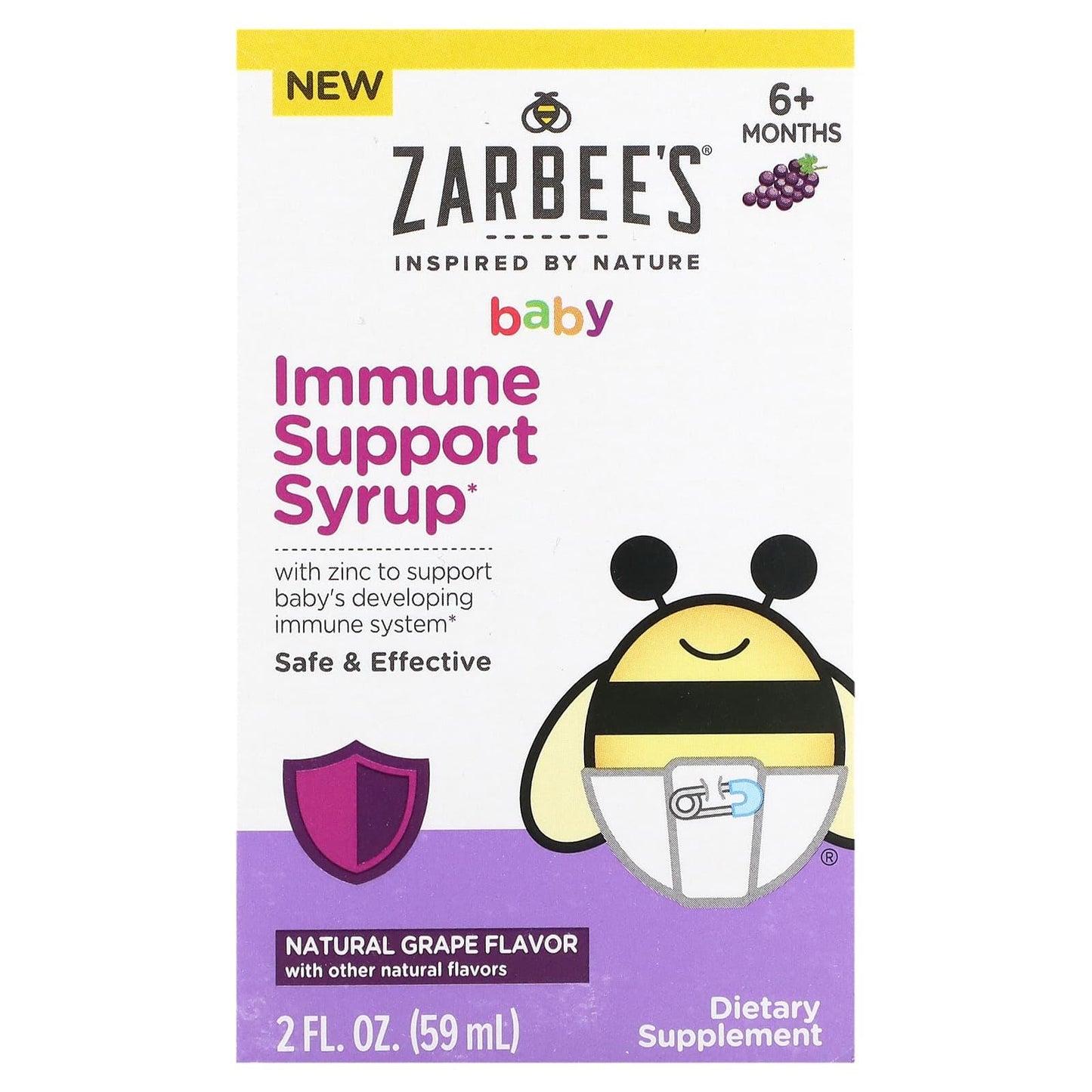 Grapes for Zarbee's Baby Immune Support Syrup in natural grape flavor, 2 fl oz, showing fresh, plump grapes.
