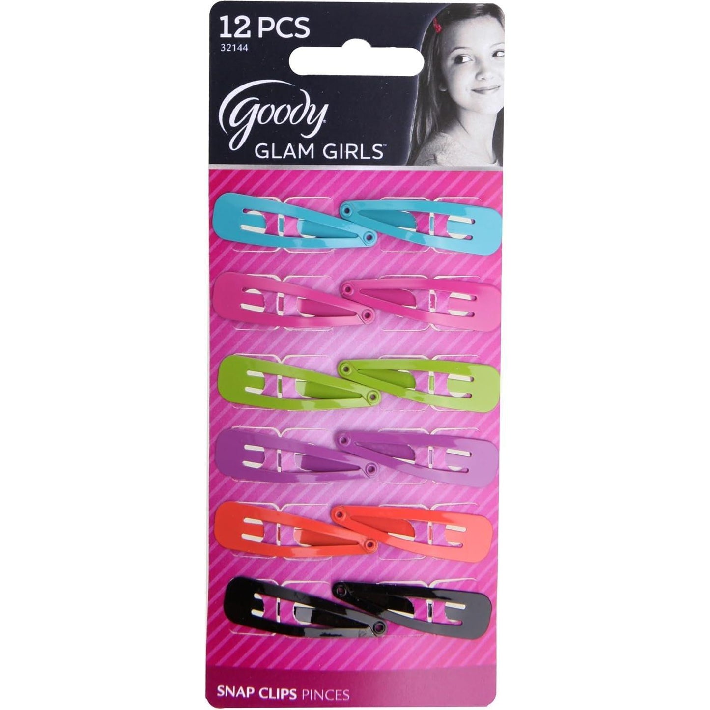 Goody Girls Snap Clips hair accessories by Pasteur Pharmacy, featuring colorful metal hair clips for kids' hair styling.