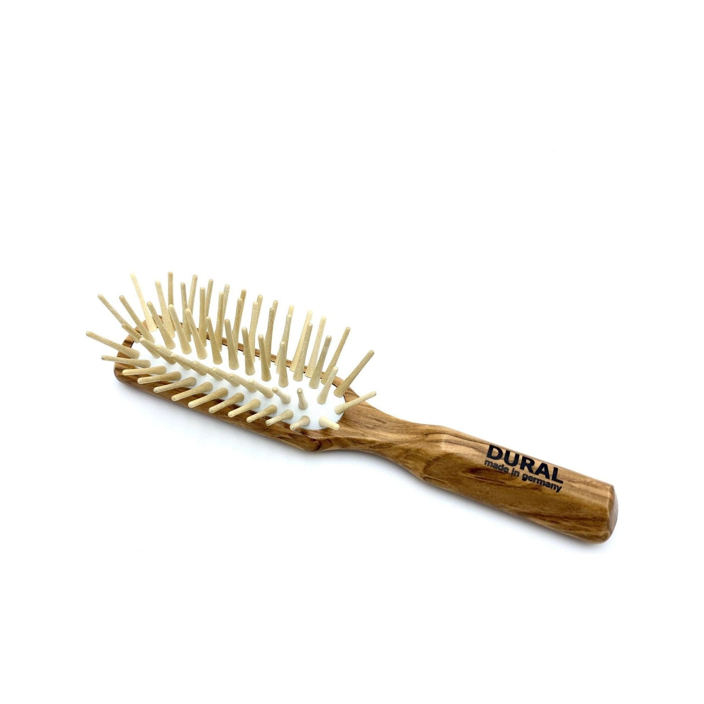 Dural Hair Brush by Pasteur Pharmacy with rubber cushion and long olive wood pins for styling and hair care.