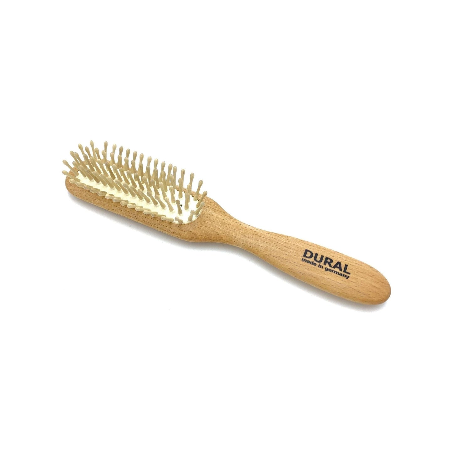 Dural Hair Brush by Pasteur Pharmacy with rubber cushion and wooden pins for styling and hair care, made from beech wood.