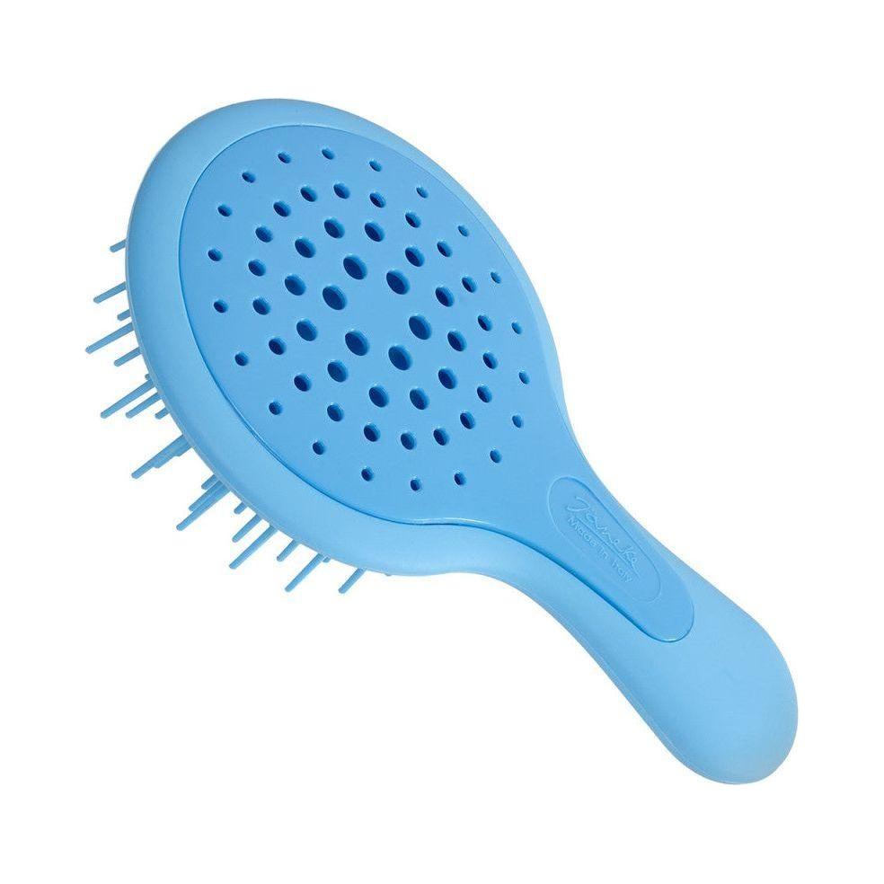 Janeke Mini SuperBrush turquoise hair brush with compact design, ideal for easy styling and detangling.
