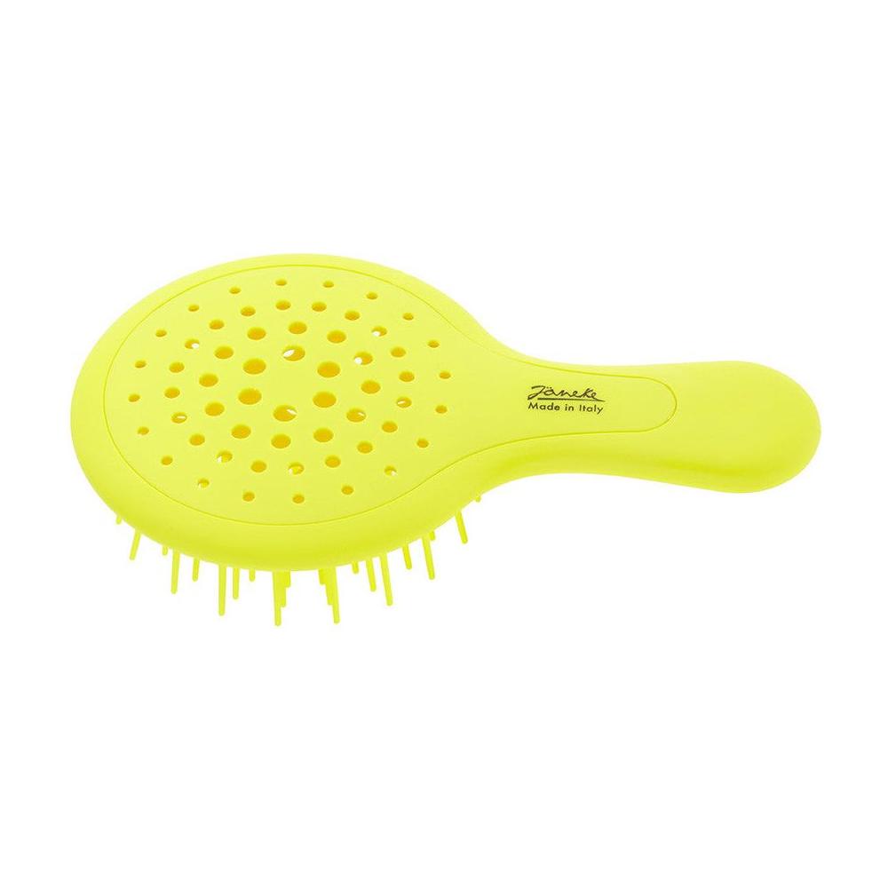 Yellow Janeke Mini SuperBrush hair brush with compact design, ideal for quick styling and detangling.
