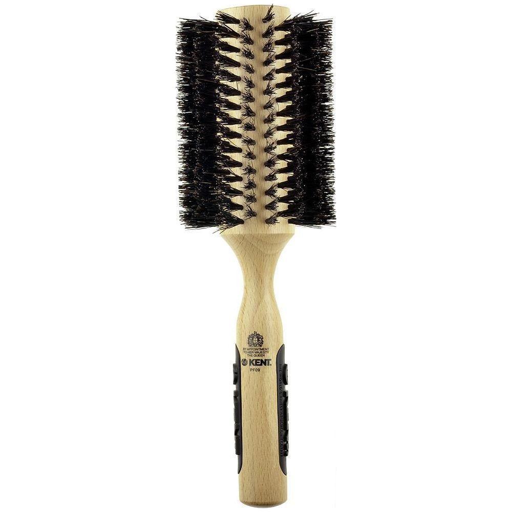 Kent PF09 large radial hair brush with 70mm diameter, featuring natural bristles for styling and detangling hair.