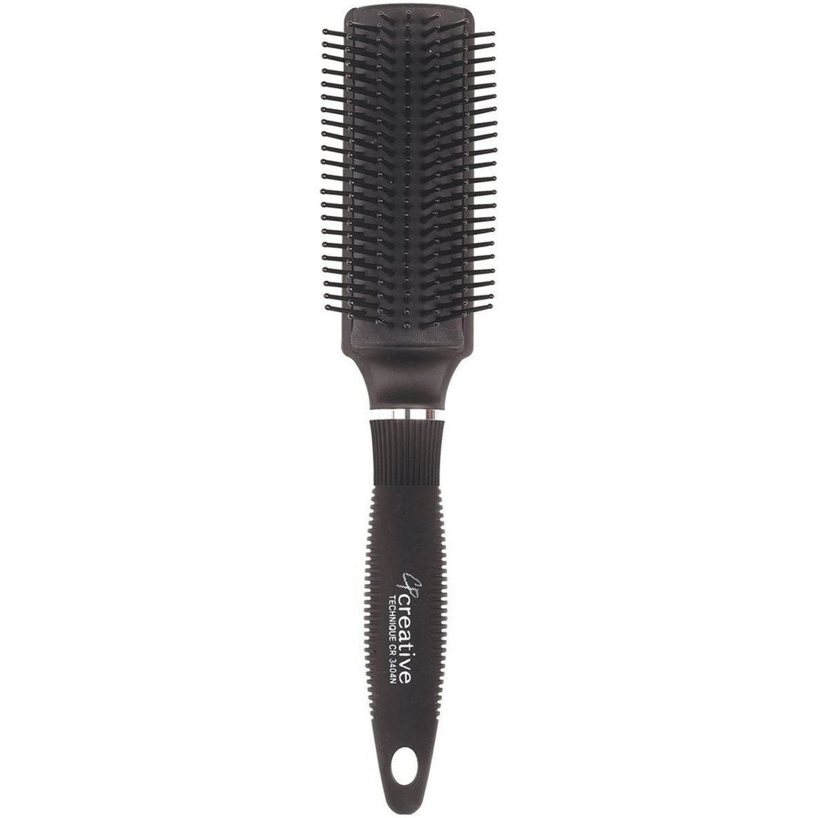 Pasteur Pharmacy Technique CR3404N static-free 9-row styling hair brush with black bristles and ergonomic handle.