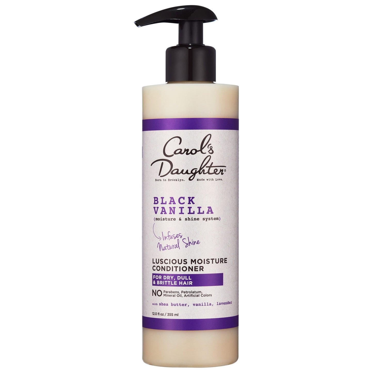 Carol's Daughter Black Vanilla Hydrating Conditioner in 12 fl oz bottle, moisturizing hair care product with vanilla scent and nourishing formula.