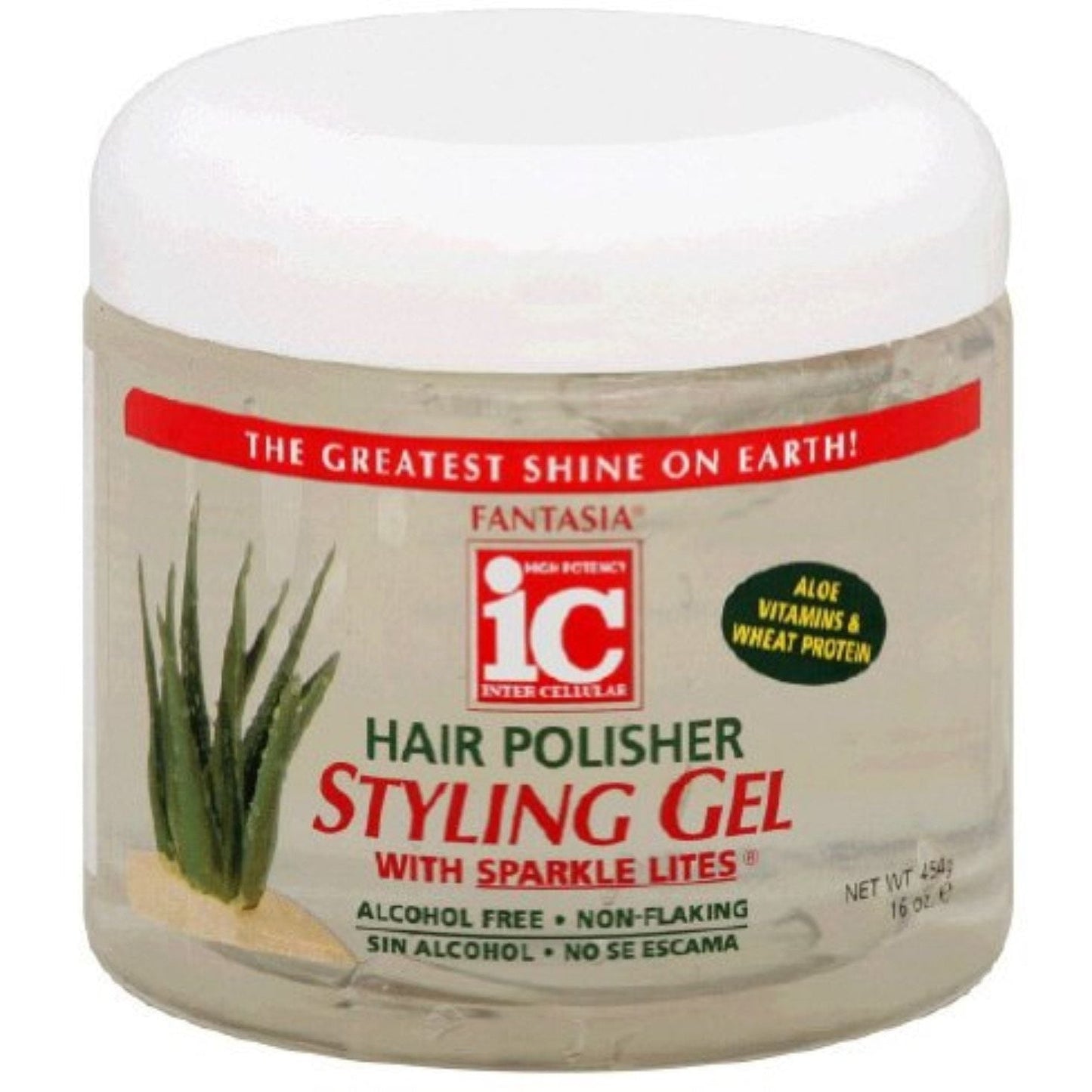 Fantasia IC Hair Polisher Styling Gel with Sparkle Lites in 16 oz bottle, hair care product for shine and hold