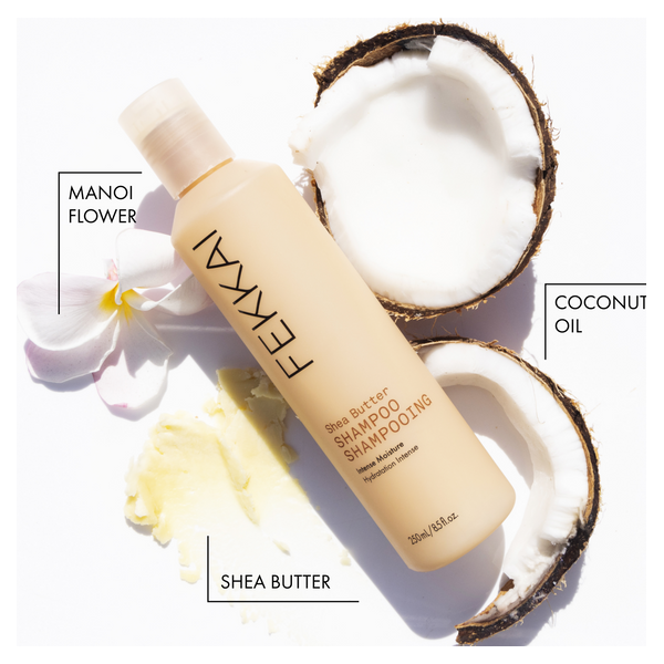 Fekkai Salon Professional Essential Shea Shampoo in 8 oz bottle, nourishing hair care product with shea ingredients.