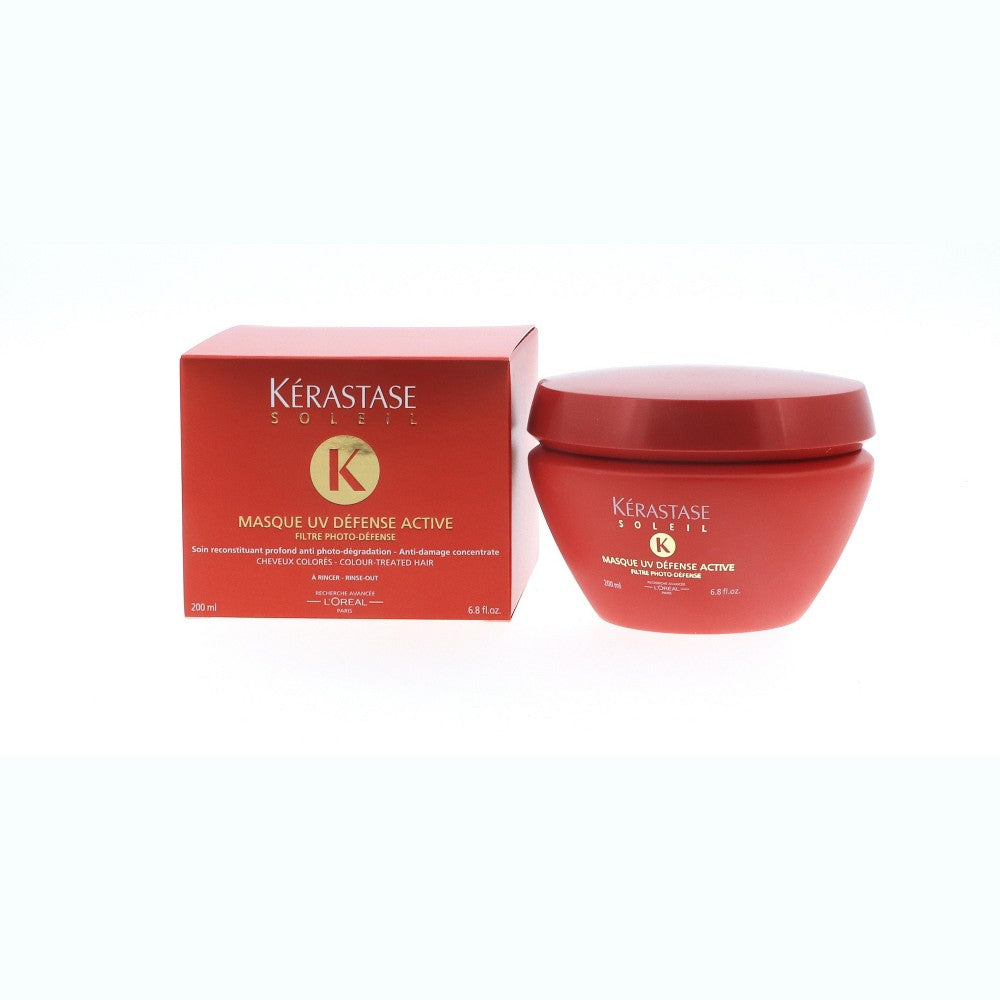 Kerastase Soleil Masque UV Defense Active hair care mask in 6.8 oz jar, designed to protect and nourish sun-exposed hair