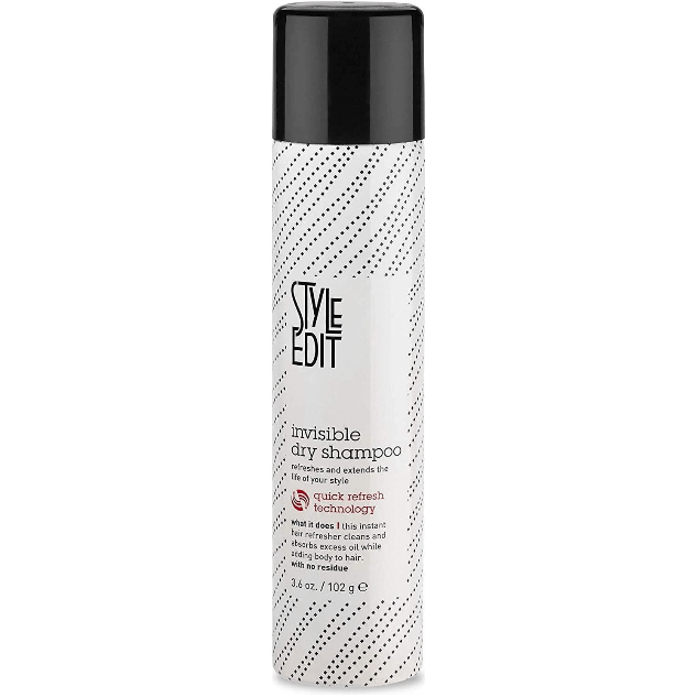 Pasteur Pharmacy Style Edit Invisible Dry Shampoo 3.4 oz bottle showing the hair care product with sleek design and label.