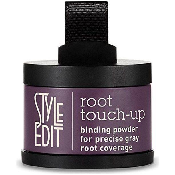 Medium brown Style Edit Root Touch Up Powder by Pasteur Pharmacy for quick hair root coverage in 0.13 oz.