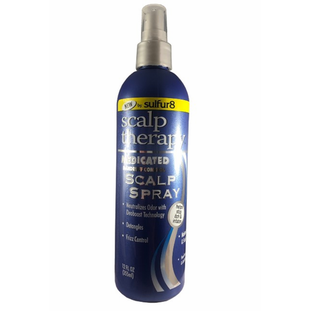 Sulfur 8 Medicated Dandruff Control Scalp Spray by Pasteur Pharmacy, 12 oz bottle for dandruff relief and scalp care.