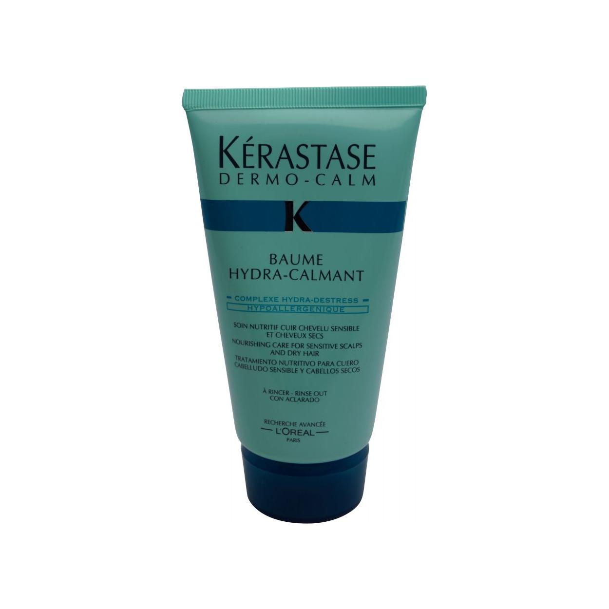 Kerastase Dermo-Calm Baume Hydra-Calmant 150ml hair care product, soothing balm for sensitive scalp, in a white tube.