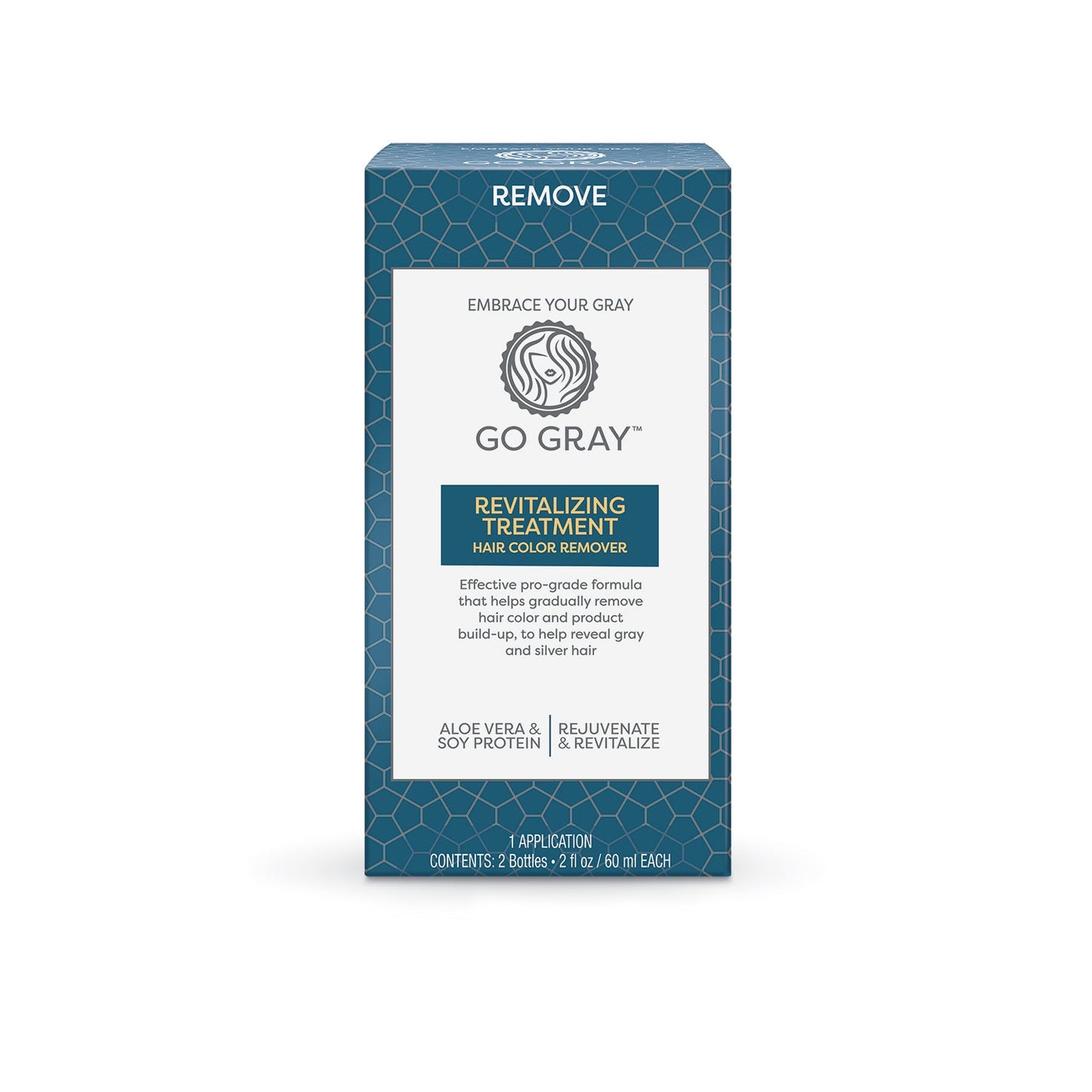 Pasteur Pharmacy Go Gray Revitalizing Treatment Hair Color Remover showing the product bottle with a clean label and packaging.