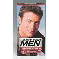 Just For Men Shampoo In Hair Color in Medium Brown, 2 oz, showing the shampoo bottle with brown hair color product label.