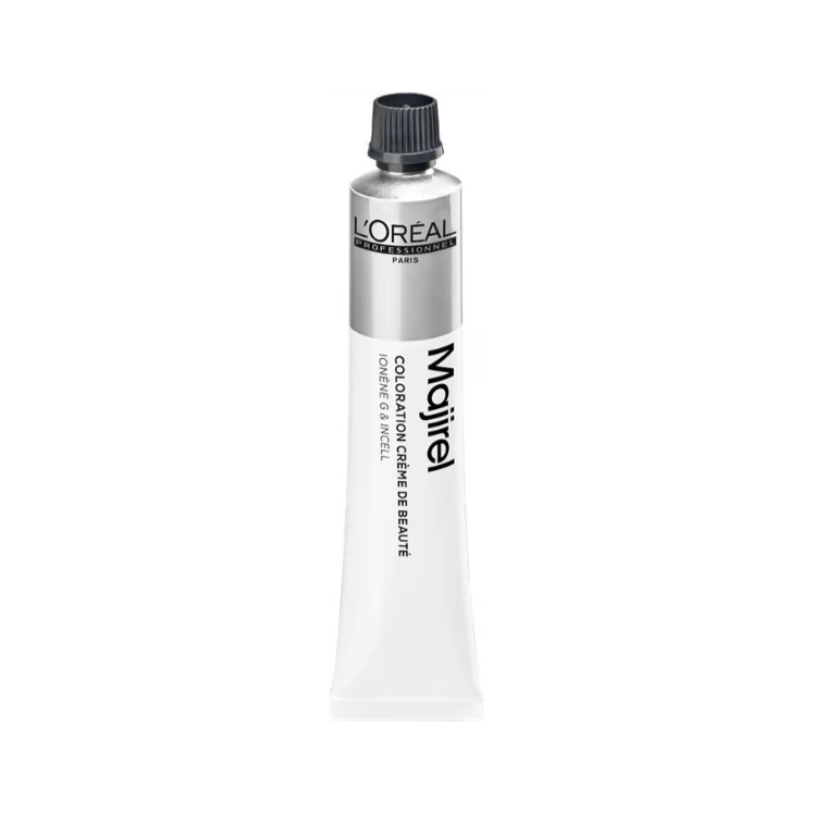 L'Oreal Professionnel Majirel Permanent Creme Color 8.01 hair dye in 1.7 oz tube, showcasing the product packaging.