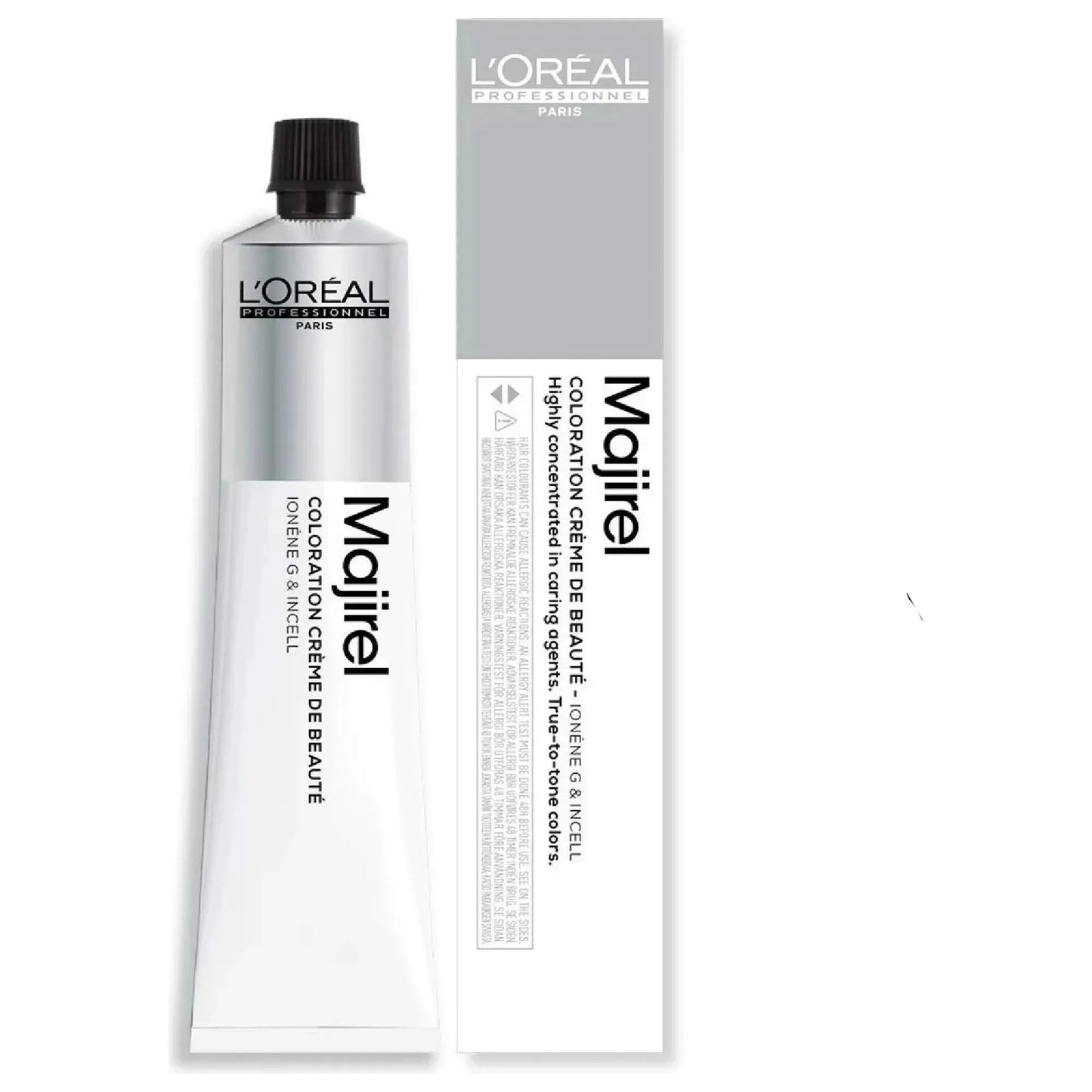 L'Oreal Professionnel Majirouge permanent creme hair color in shade 6.60 Lumax, showing the tube and color swatch.