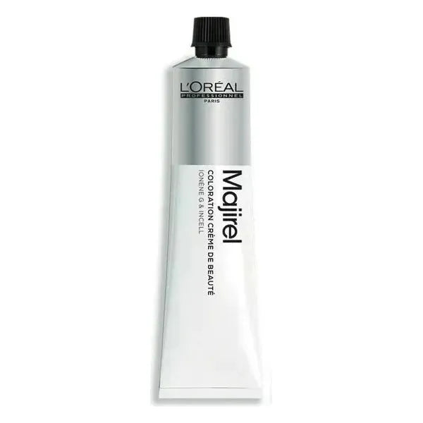 L'Oreal Professionnel Majirouge permanent creme hair color in shade 6.64 6RC, showing the vibrant hair color texture and packaging