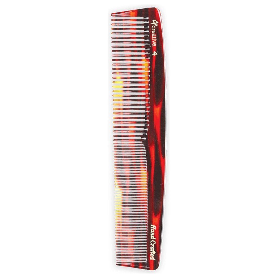 Tortoise-colored C4 hair comb with medium and fine teeth, 7.25 inches, by Pasteur Pharmacy for styling and detangling hair.