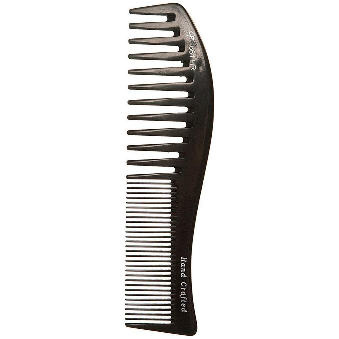 Curved 8.5-inch hard rubber hair comb with fine and wide teeth from Pasteur Pharmacy, ideal for detangling and styling.
