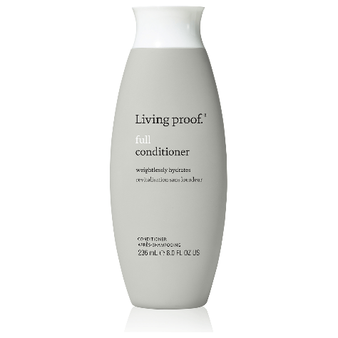 Living Proof Full Conditioner 8 oz in a clear bottle with a white cap, designed for nourishing hair care.