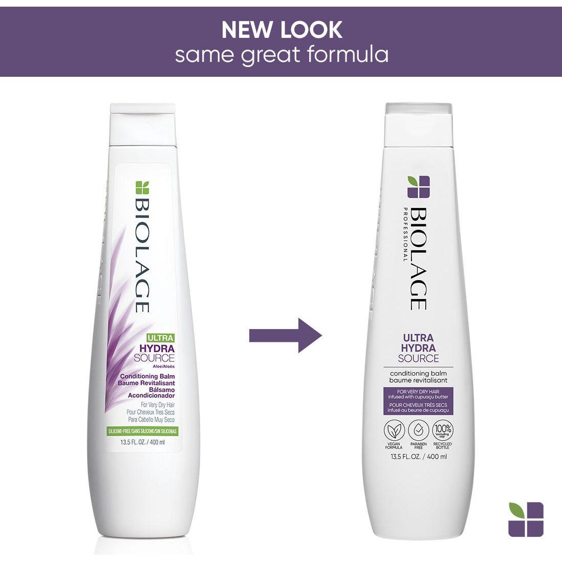 Matrix Biolage Ultra Hydrating Conditioning Balm, 13.5 fl oz, nourishing hair conditioner in a white tub with blue label.