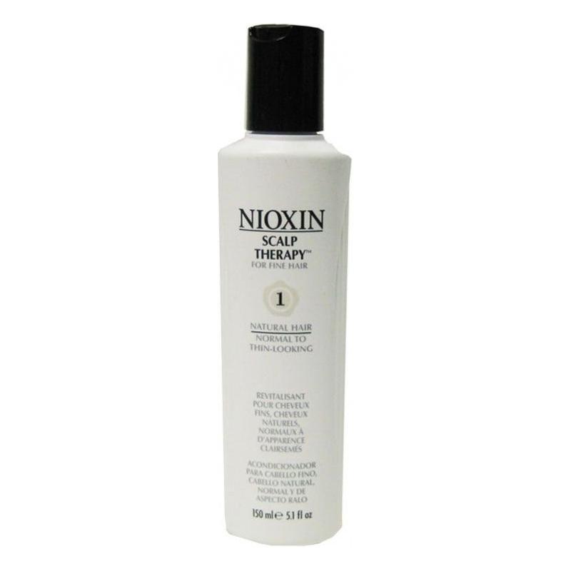 Nioxin System 1 Scalp Therapy Conditioner for thin hair in a 5.1 oz bottle, designed to promote scalp health and hair fullness.
