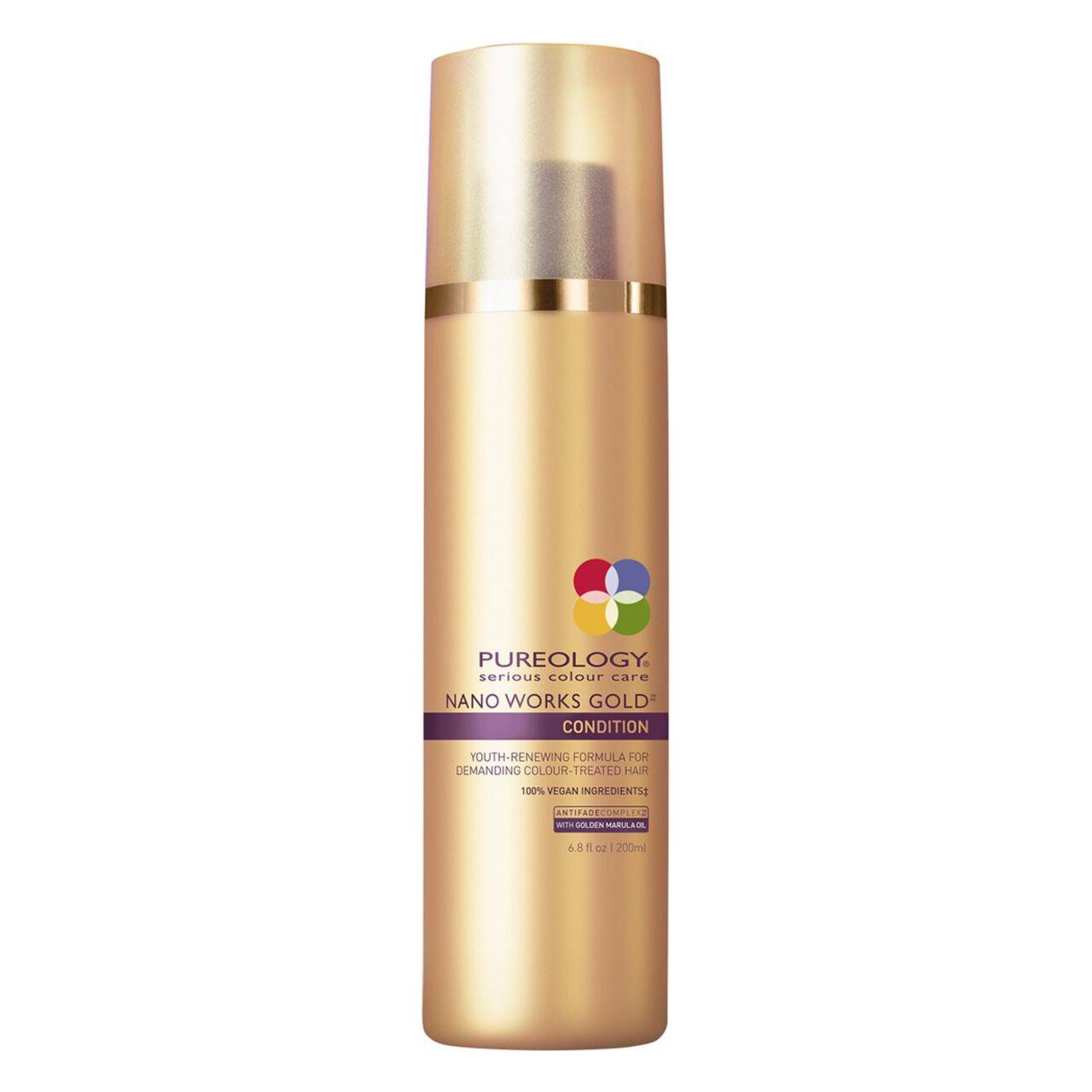 Pureology Nano Works Gold Hair Conditioner 6.7 fl oz, moisturizing and nourishing treatment for damaged hair.