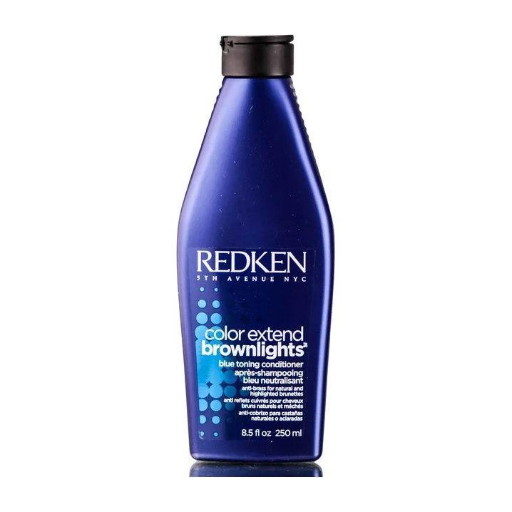 Redken Color Extend Brownlights hair conditioner in 250ml bottle, designed to enhance brown hair color and nourish hair.