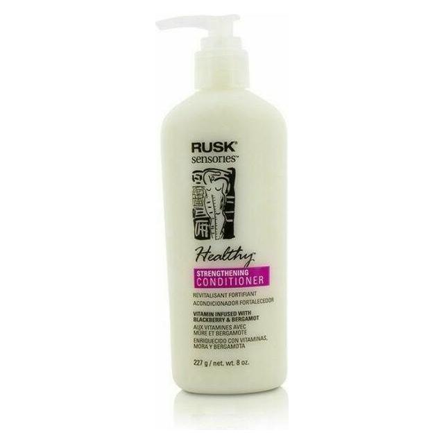 Rusk Sensories Healthy Strengthening Hair Conditioner in 8 oz bottle, nourishing and revitalizing for strong, healthy hair.