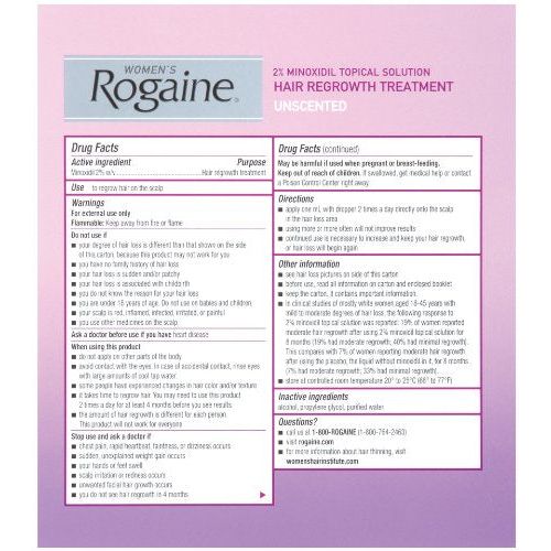 Three 2-ounce bottles of Rogaine for Women hair regrowth treatment by Pasteur Pharmacy, shown on a plain background