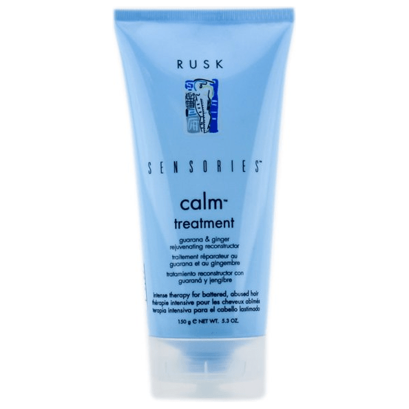 Rusk Sensories Calm Guarana & Ginger Hair Reconstructor 5.1 oz from Pasteur Pharmacy, showing the product bottle with label and cap